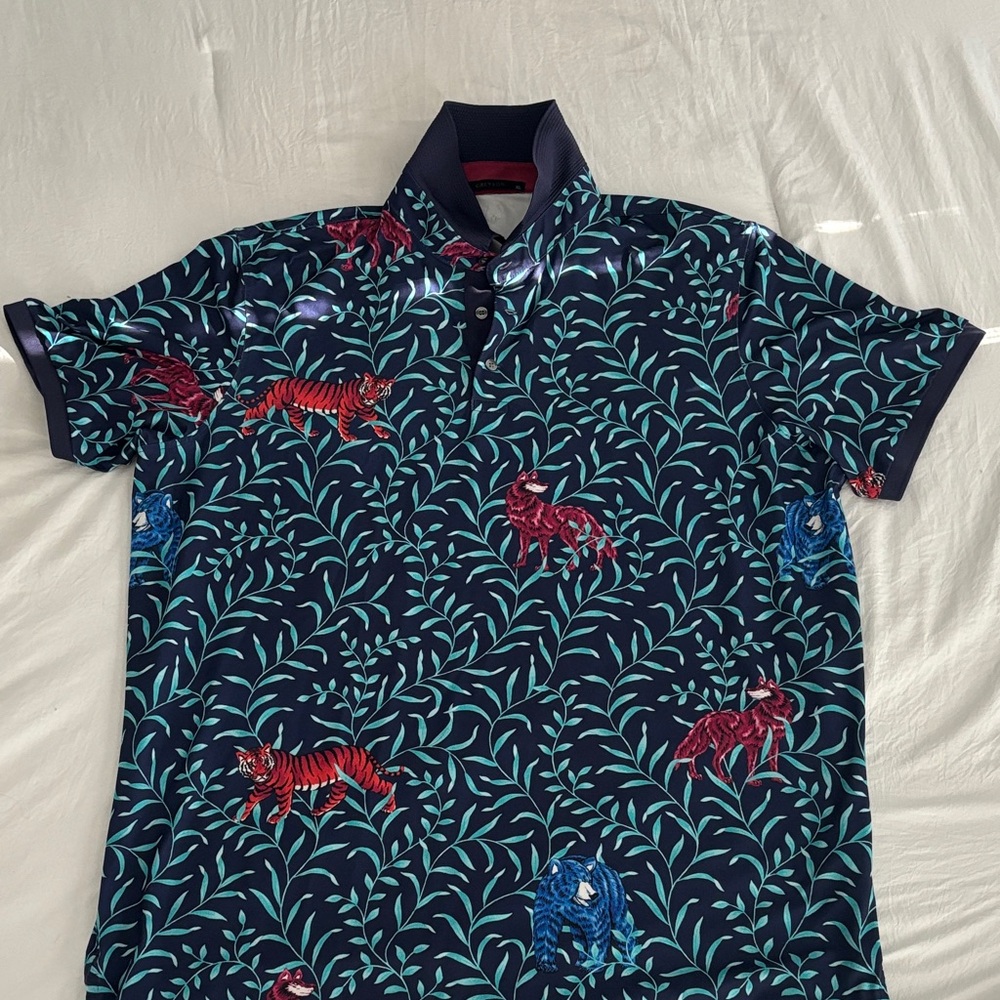 Greyson Navy Polo with Floral Accents